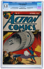 "ACTION COMICS #17" OCTOBER 1939 CGC 5.0 VG/FINE.