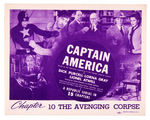 "CAPTAIN AMERICA" MOVIE SERIAL TITLE LOBBY CARD & THREE STILLS.