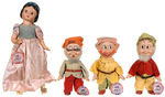 "SNOW WHITE/SEVEN DWARFS”  COMPLETE KNICKERBOCKER DOLL SET OF 8 WITH TAGS.
