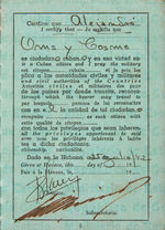 CUBAN & NEGRO LEAGUE STAR ALEJANDRO OMS SIGNED PASSPORT AND WORK VISA.