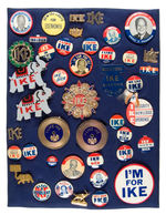 EISENHOWER LARGE COLLECTION OF 95 PIECES MOSTLY BUTTONS FROM 1952 AND 1956.