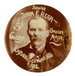 DAMAGED BUT GREAT "CIGAR-UNION-LABOR CONQUERS ALL" REAL PHOTO BUTTON.
