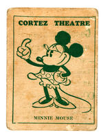 MOVIE THEATER HAND-OUT CARD FEATURING MINNIE MOUSE.