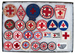 RED CROSS COLLECTION OF 45 FABRIC PATCHES.