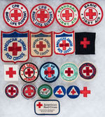 RED CROSS COLLECTION OF 45 FABRIC PATCHES.