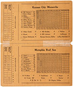 KC MONARCHS VS. MEMPHIS RED SOX 1942 NEGRO LEAGUE SCORE CARD FEATURING SATCHEL PAIGE.