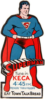 "SUPERMAN" RARE VARIATION RADIO PROGRAM DIE-CUT STICKER.