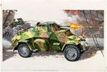 LINDBERG WORLD WAR II GERMAN "SD. KFZ. 222 ARMORED CAR" ORIGINAL MODEL KIT BOX LID ART.