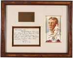 CY YOUNG FRAMED HANDWRITTEN NOTE DISPLAY.
