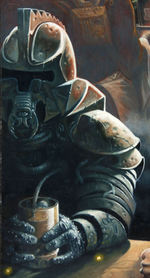 GARY RUDDELL ORIGINAL BUD LIGHT BEER PROMO POSTER PAINTING FEATURING SCI-FI & FANTASY ELEMENTS.