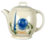 NEW YORK WORLDS FAIR 1939 EMBOSSED TEAPOT BY PORCELIER.