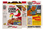 KELLOGG'S "CORN FLAKES" CEREAL BOX & FLAT WITH "U.S. MAN-IN-SPACE PATCHES" OFFER & PATCHES.