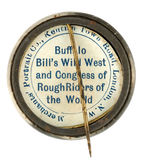 RARE BUTTON PLUS BACKPAPER FROM BUFFALO BILL'S ENGLAND TOUR 1903-1907 FROM HAKE COLLECTION.