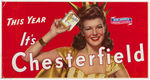 "CHESTERFIELD" CIGARETTES MISS AMERICA 1941 ADVERTISING SIGN.