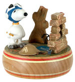 "SNOOPY WWI FLYING ACE WOODEN FIGURAL MUSIC BOX BY ANRI, ITALY.