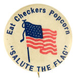 “EAT CHECKERS POPCORN” BUTTON FROM HAKE COLLECTION AND CPB.