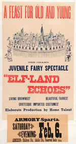 PALMER COX BROWNIES "ELF-LAND ECHOES" LINEN-MOUNTED STAGE PLAY POSTER.