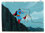 "THE ADVENTURES OF SUPERBOY" PRODUCTION ANIMATION CEL SETUP WITH PAINTED BACKGROUND.