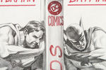 STEVE RUDE "SUPERMAN/BATMAN WORLD'S FINEST" DC DIRECT BOOKENDS ORIGINAL ART.