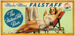 "FALSTAFF" BEER ADVERTISING SIGN WITH PIN-UP GIRL.