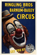 "RINGLING BROS. AND BARNUM & BAILEY CIRCUS" LOU JACOBS CLOWN POSTER.