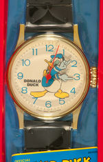 "DONALD DUCK" LARGE BOXED WALL CLOCK DESIGNED LIKE WRISTWATCH.