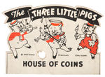 "THE THREE LITTLE PIGS HOUSE OF COINS" BANK WITH RARE BOX & INSERT.