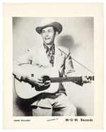 “HANK WILLIAMS M-G-M RECORDS” 1952 PROMOTIONAL CARD.