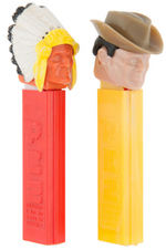 INDIAN CHIEF AND COWBOY PEZ DISPENSER PAIR.