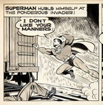 "SUPERMAN" ORIGINAL DAILY STRIP ART SIGNED BY JOE SHUSTER.