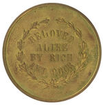 "ABRAHAM LINCOLN" LARGE BRASS MEDAL DE WITT #1860-7B.
