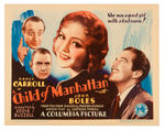 "NANCY CARROLL IN CHILD OF MANHATTAN" ORIGINAL 1933 RELEASE LOBBY CARD PAIR.