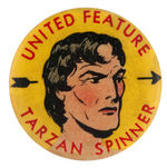 RARE "UNITED FEATURE/TARZAN SPINNER" COMIC BOOK PREMIUM GOOD LUCK SPINNER, UNLISTED IN HAKE GUIDE.