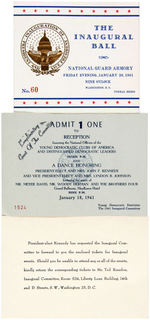 "HONORED GUEST" SCARCE UNUSED JOHN F. KENNEDY INAUGURAL TICKET PLUS THREE RELATED ITEMS.