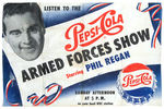 “LISTEN TO THE PEPSI-COLA ARMED FORCES SHOW STARRING PHIL REGAN “ LARGE FABRIC PROMO BANNER.