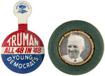 TRUMAN: THREE TABS, CLOTHING BUTTON AND MATCHBOOK.