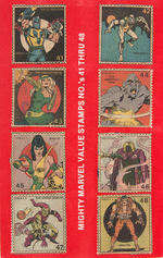 "MIGHTY MARVEL VALUE STAMP BOOK" & STAMPS FEATURING MARVEL COMICS CHARACTERS.
