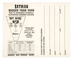 BATMAN'S BATWING SLED WITH ORIGINAL DEALER'S ORDER CARD AND UNUSED STICKER BY BLAZON.