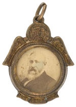 HARRISON AND MORTON DOUBLE SIDED PHOTOS UNDER GLASS LARGE WATCH CHAIN CHARM.
