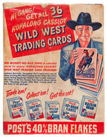 POST CEREAL BOX ADVERTISING "HOPALONG CASSIDY WILD WEST TRADING CARD" PREMIUM SERIES.