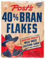 POST CEREAL BOX ADVERTISING "HOPALONG CASSIDY WILD WEST TRADING CARD" PREMIUM SERIES.