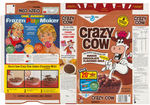 GENERAL MILLS "CRAZY COW" CEREAL BOX FLAT PAIR.