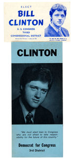 BILL CLINTON BROCHURE AND CARD FROM HIS VERY FIRST CAMPAIGN IN 1974.