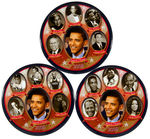 OBAMA 2008 CAMPAIGN SET OF THREE 6” LIMITED EDITION BUTTONS SHOWING BLACK CELEBRITIES.