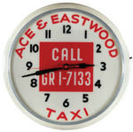 "ACE & EASTWOOD TAXI" LIGHTED CLOCK.