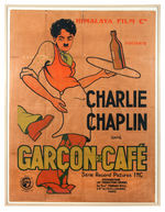 CHARLIE CHAPLIN "CAUGHT IN A CABARET" LARGE FRAMED FRENCH MOVIE POSTER.