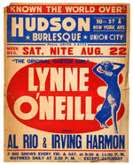 "THE ORIGINAL GARTER GIRL LYNNE O'NEILL" HUDSON BURLESQUE THEATER POSTER.