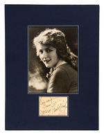 SILENT FILM ACTRESS MARY PICKFORD AUTOGRAPH DISPLAY.