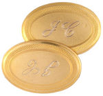 JAMES CAGNEY PERSONALLY OWNED 14K GOLD MONOGRAMMED CUFF LINKS SET.