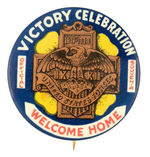 "VICTORY CELEBRATION/WELCOME HOME/OFFICIAL SOUVENIR" BUTTON.
